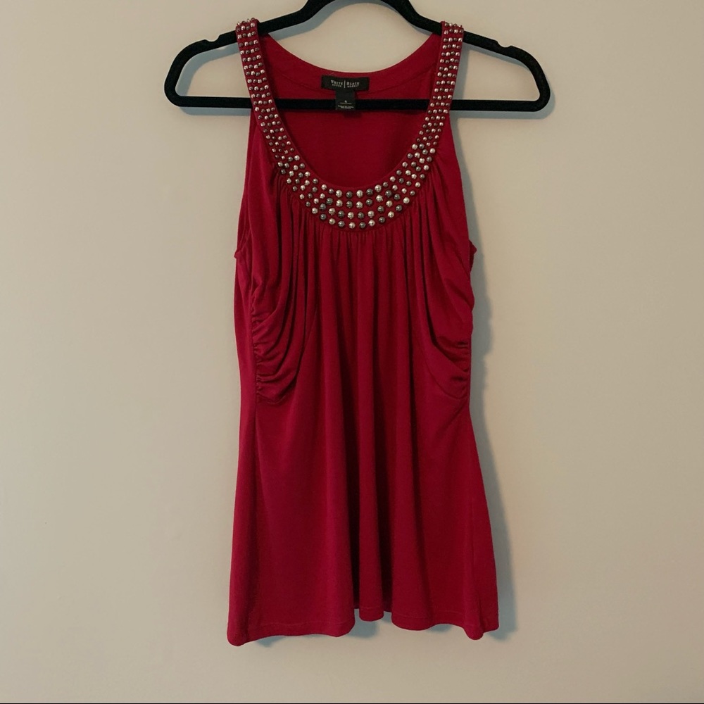 Women’s WHBM red beaded flowy sleeveless blouse